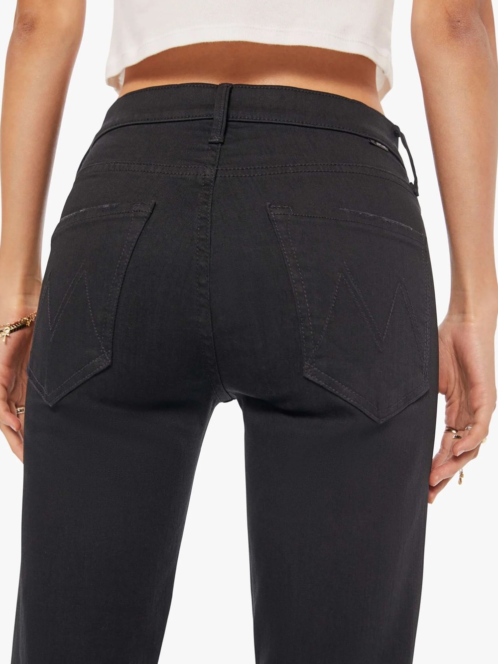 For Brittani - MOTHER The Mid Rise Dazzler Ankle Black Straight Leg Jeans | - Picture 4 of 11